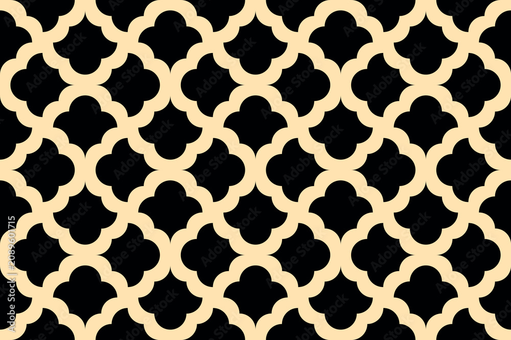 Naklejka premium Flower geometric pattern. Seamless vector background. Golden and black ornament