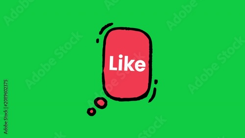 Like Red Comic Speech Bubble Social Media Sticker on Green Background