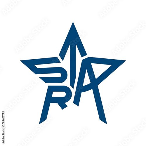 Minimalist blue star logo with stylized letterform for branding and creative identity concept