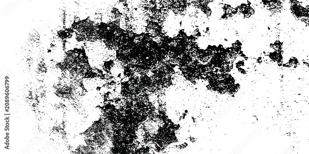 Fototapeta premium Black and white Dust overlay distress grungy effect paint, dirt overlay or screen effect white dust and scratches on a black background. Old, textured black grunge pattern design with an ink splash. 