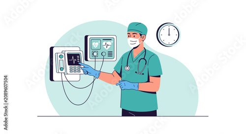Hospital Staff And Vital Signs:  Medical Professional Monitoring Patient's Condition Closely