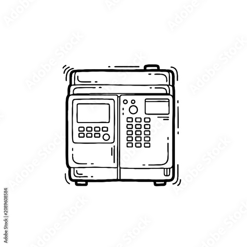 Vintage portable radio receiver illustration sketch.