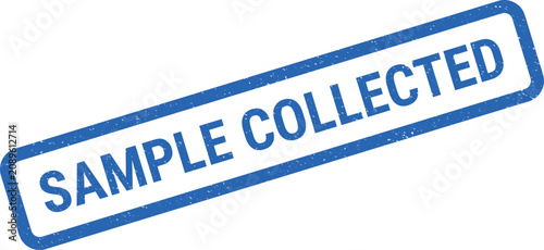 Official blue rubber stamp impression indicating a laboratory sample successfully gathered for important analysis and testing