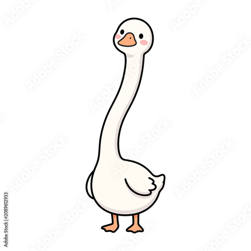 Cute Kawaii White Goose Cartoon Character PNG Isolated
