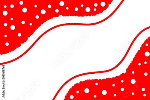 Red White Wavy Polka Background. Abstract Red White Wave Pattern. Modern Red White Decorative Background