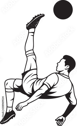 Soccer Player Bicycle Kick Silhouette Vector Illustration Modern Football Sports Action Graphic Design For T Shirt Print Logo And Branding