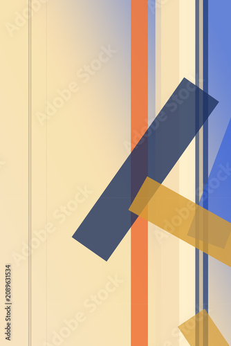 Abstract geometric design with layered blue, orange, and beige shapes, creating a modern bold mood with clean minimal background and copy space for branding.