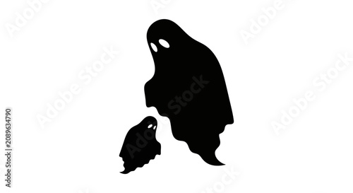 Fotografi Silhouette of a Ghostly Figure Holding a Small Object.