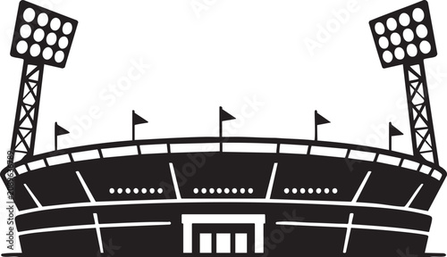 Photos Modern Football Stadium Silhouette Icon with Floodlight