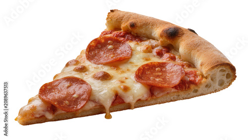 Konstfotografi Isolated delicious slice of classic pepperoni pizza with melted cheese and a crispy crust