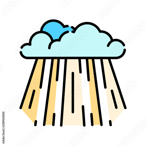 Minimal sun with rays icon in outline style. Editable stroke vector illustration suitable for weather