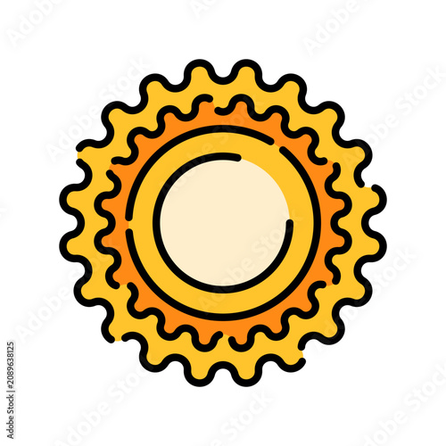 sun black line icon. Vector isolated element. Editable stroke.