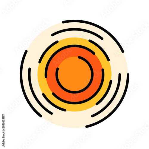sun black line icon. Vector isolated element. Editable stroke.