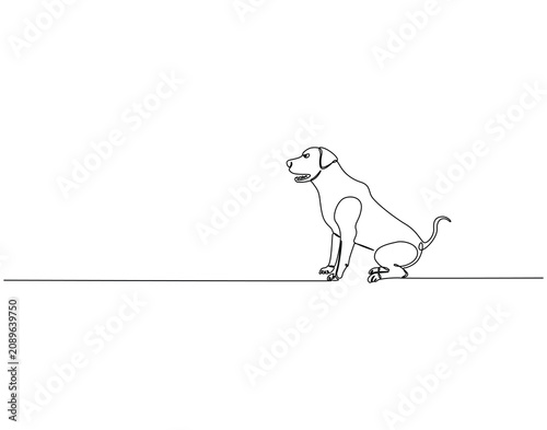 Dog continuous line art. Dog animal one line drawing. Cute pet, friendly pet concept vector illustration