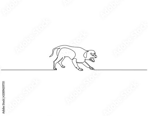 Dog continuous line art. Dog animal one line drawing. Cute pet, friendly pet concept vector illustration