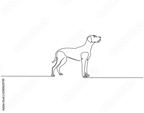 Dog continuous line art. Dog animal one line drawing. Cute pet, friendly pet concept vector illustration