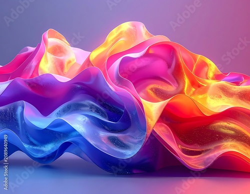 A vibrant abstract wave of multicolored fabric