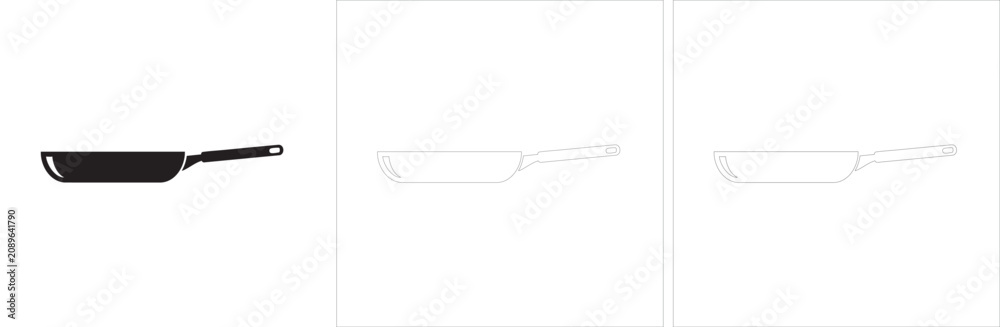 Fototapeta premium Frying_pan_silhouette_white_back_traced