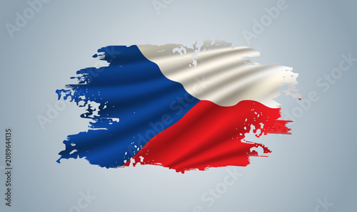 Czech Republic flag made in brush stroke background. Dynamic design in the form of a brush stroke.
