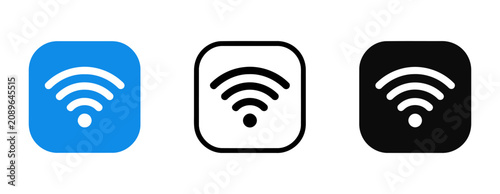 Tableau sur toile Wi fi signal icon set in rounded square frames with wireless, internet