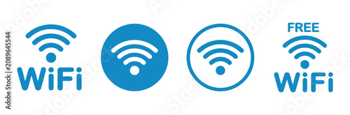 Wi fi connection signage with free access text labels, connection