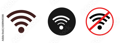 Tableau sur toile Wi fi signal and disabled network connection icons with no signal