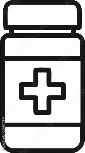 Medical pill bottle icon with cross symbol medicine pharmacy healthcare pharmaceutical supplement container treatment hospital
