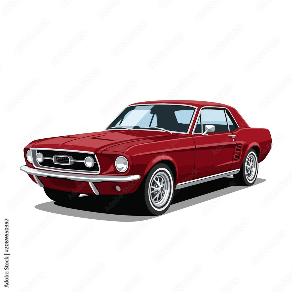 Fototapeta premium Classic Red Muscle Car Vector Illustration