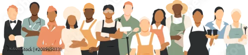 Fototapeta na wymiar People of different professions together. Modern design.