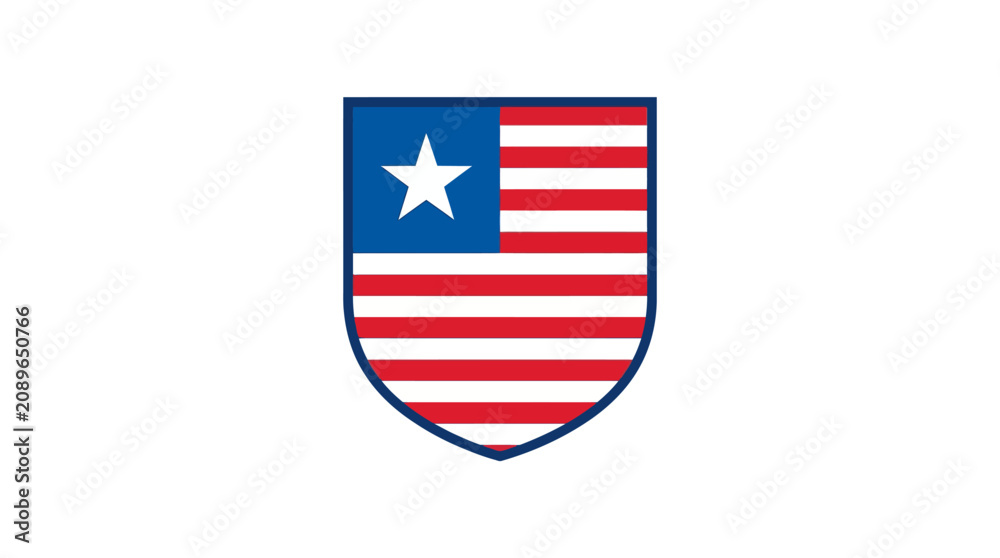 Fototapeta premium Shield Emblazoned With Liberian Flag Design Symbolizing National Pride Heritage And Patriotic Unity For Formal State Events