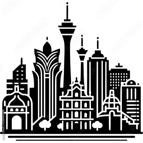Macau Skyline Icon Vector