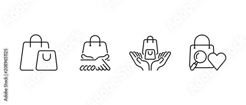Shopping bag line icons 