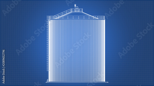 Foto Biogas tank design and engineering - blueprint