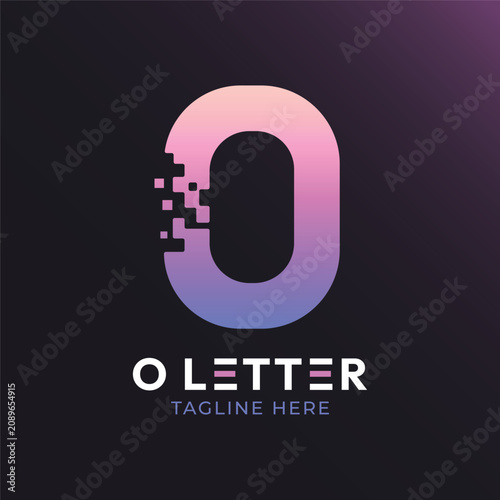 Letter O Technology Logo Design, O Digital Pixel Logo for Software Brand Identity