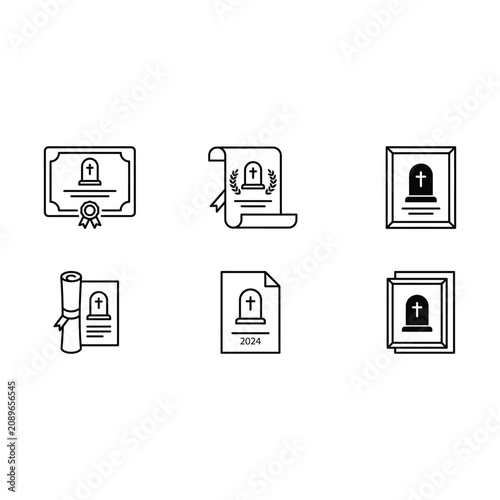 Security icons depicting various document and certificate illustrations