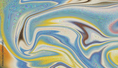 Abstract blue and yellow liquid marble pattern creating a dynamic artistic effect for modern designs
