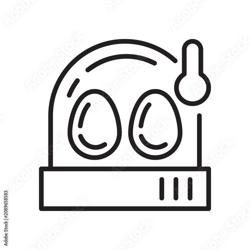 Egg incubator with thermometer line icon