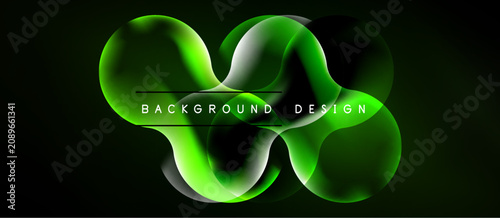 Принти на полотні Abstract green shapes overlap black background