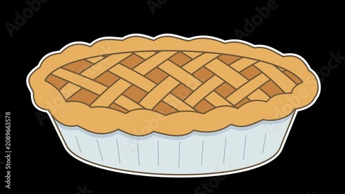 Seamless looping animation of a swaying apple pie for autumn food and Thanksgiving feast concepts. Flat style sticker design element isolated on transparent alpha channel background