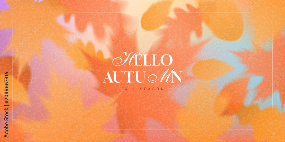 Naklejka premium Trendy gradient style autumn background. Vector autumn illustration with orange falling foliage for decoration seasonal sale, advertising, branding, promotion, cards. Trendy gradient card. Fall season
