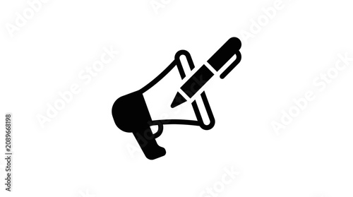 Принти на полотні A graphic illustration of a megaphone holding a pencil.