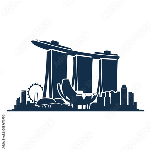 Singapore Skyline Silhouette - Marina Bay Sands Icon Vector
