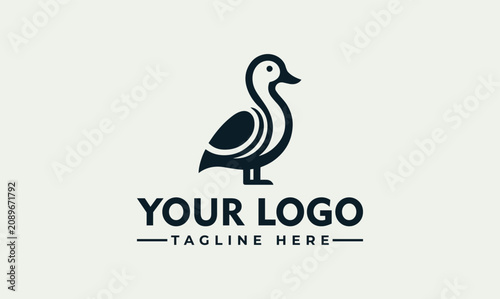 Modern minimalist vector logo illustration duck for brand identity design