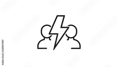 Принти на полотні Two people experience conflict or disagreement with a lightning bolt