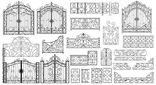 Wrought Iron Gate and Fence Panel Designs Ornamental Scroll Pattern Collection
