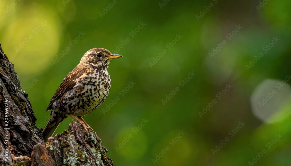 Fototapeta premium Small bird perched on tree branch.
