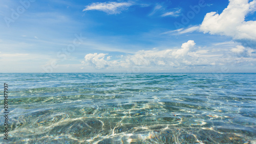 Beautiful tropical beach and sea with blue sky background for travel and vacation
