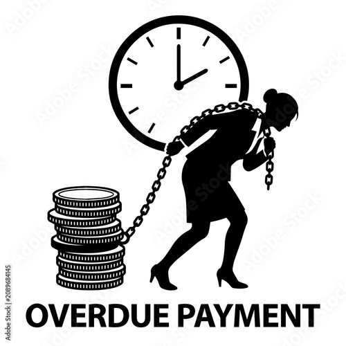 Photos Silhouette of a businesswoman in a suit pulling a stack of coins chained to a la