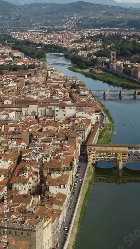 Vertical Aerial View of Florence Architecture and Historic Landmarks