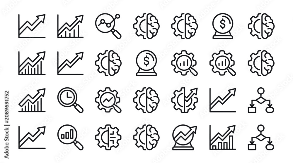 Fototapeta premium Business growth strategy and financial data analysis icons.